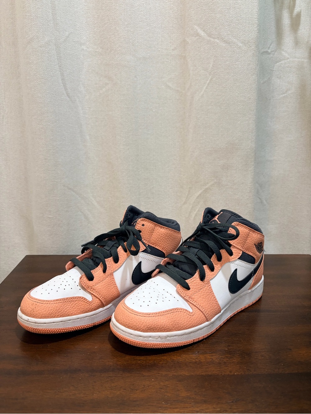Nike Peach, White & Black Air Jordan 1 Mid Sneakers